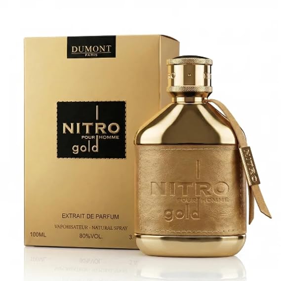Dumont Nitro Gold & Nitro Elixir Extrait De Parfum 100ml (3.4 Oz Each) Long Lasting Perfume Combo for Men & Women Citrus Woody Amber & Warm Spicy Fragrance Luxury Scent Set Pack of 2