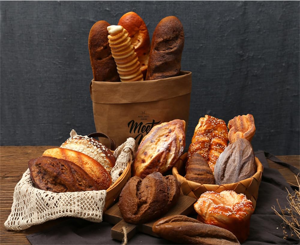Pan artificial de centeno, pan falso, simulación de comida para decoración de bodas, fiestas en casa, exhibición, fotografía - 1 unidad - E