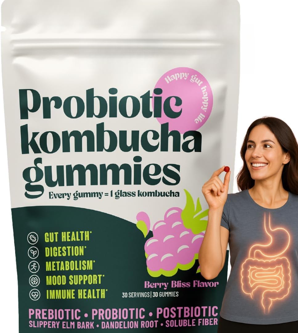 Gomita probiótica Kombucha, adecuada para hombres y mujeres, sabor a baya, 1 unidad