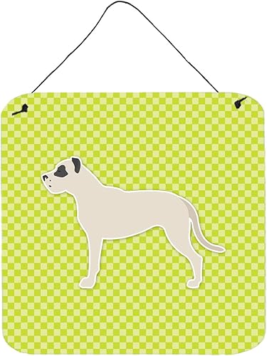 Caroline's Treasures BB3867DS66 Dogo Argentino Tablero de ajedrez verde para colgar en la pared o la puerta, letrero de metal de aluminio, placa de