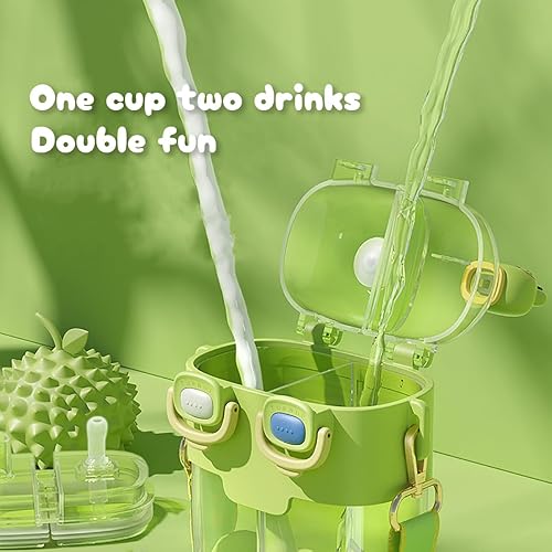 Miniatura 3 de Two Drink - Botella de agua para niños con pajilla, bonita estética, de gran capacidad, taza de dos capas para niñas, estudiantes, niños, escuela,