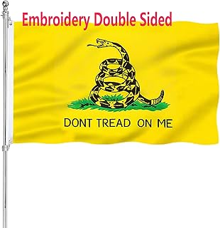 Embroidered Dont Tread On Me Flag 3x5 Outdoor 340D Double Sided Heavy Duty Gadsden Flags Polyester Vibrant Colors Durable Canvas Header Tea Party Rattle Snake Banner with 2 Brass Grommets