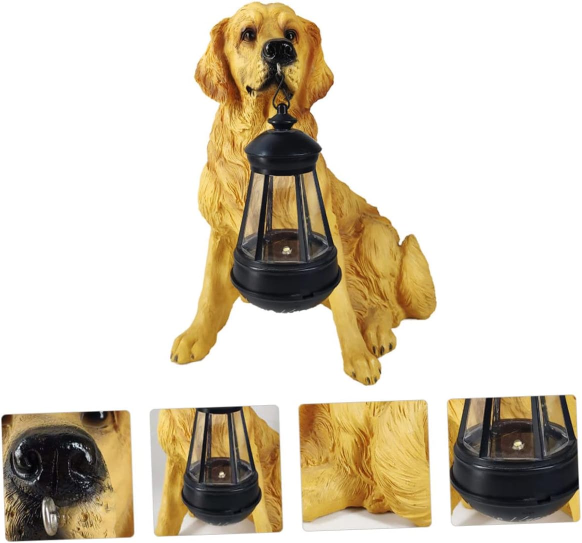 Solar-Powered Dog Figurine Lantern Home Decor for Garden Patio Pathway Lamp