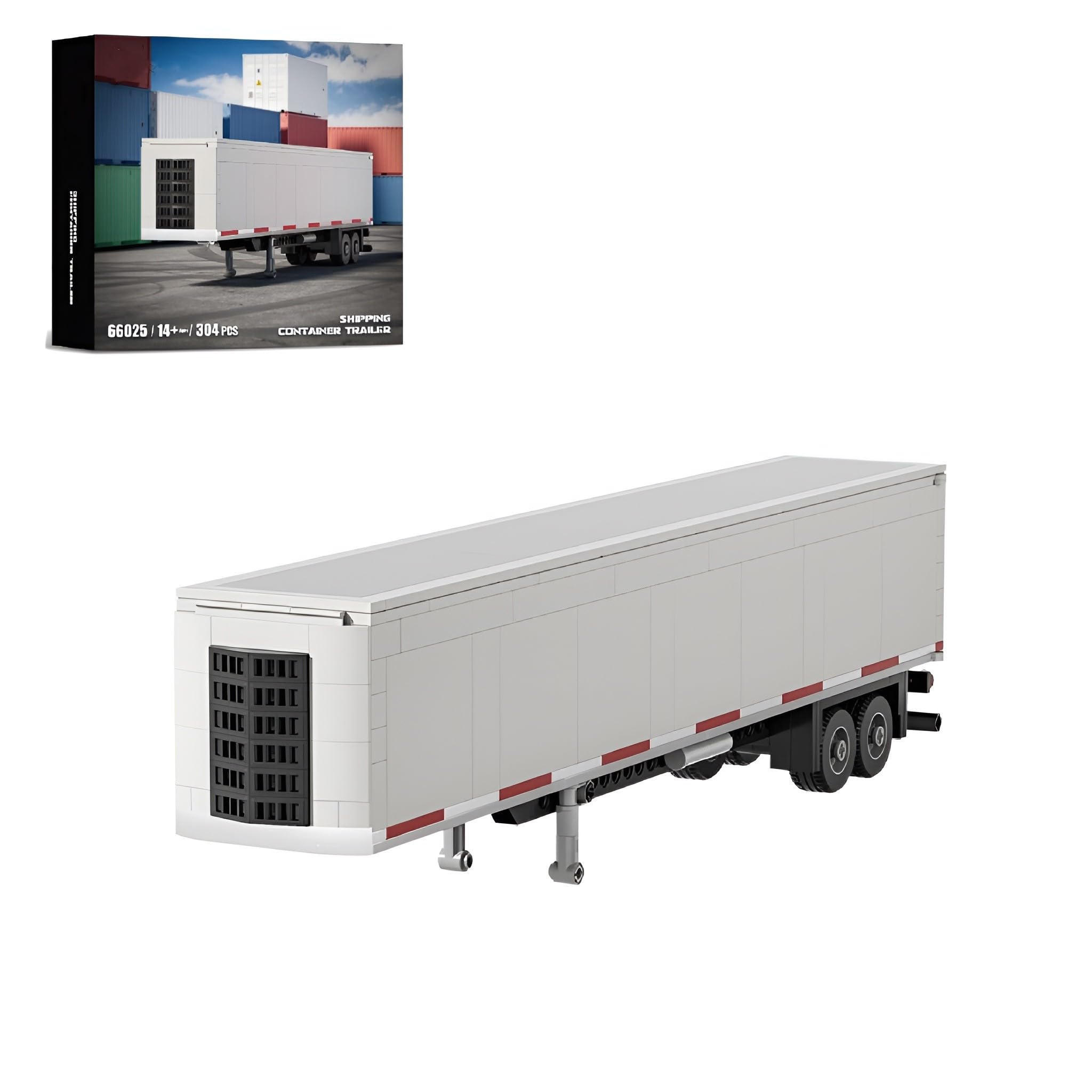 Technical Shipping Container Trailer Building Block Kit, 304 PCS Construction Vehicles Toy Model
