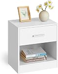 VASAGLE CUSTOS Collection Tables de chevet, ensemble de 2, Tables d'appoint avec tiroir et plateau, Tables de chevet, Table d'extrémité avec compartiment ouvert, pour la chambre, Salon, Blanc nuage ULET819T14