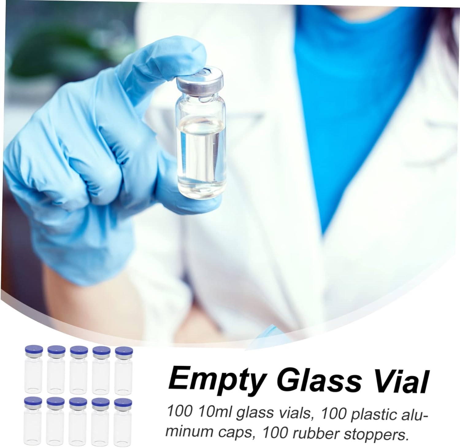 100pcs Glass Sample Bottles Vials Lids Ampoule Freeze-dried Powder Bottles for Easy Refill Practical Use