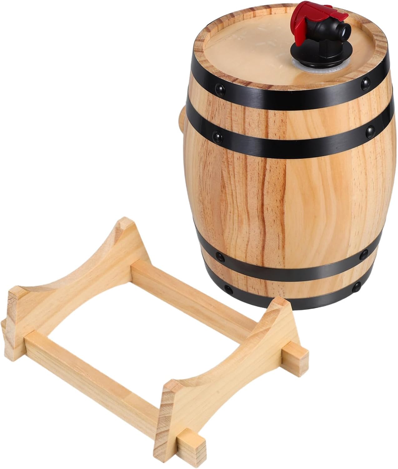Oak Whiskey Barrel with Spigot Craft Wooden Liquor Decanter for Beer Dispensing Bar Decoration High Capacity Old Barrel for Use