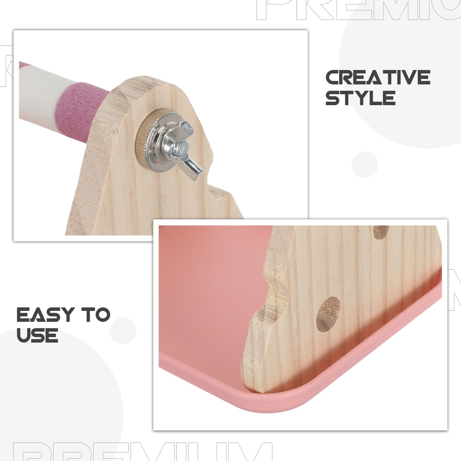 Percha para Loros con Bandeja Desmontable, Plataforma de Madera y Plástico, Soporte Portátil para Jaula, Uso en Casa y Alimentación