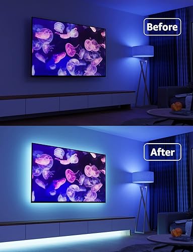 Miniatura 9 de Paquete - 2 artículos 16.4ft 24V Tira de luz LED flexible RGB LED Tira de luces LED Kit y retroiluminación LED de TV de 6.56 pies Trabajar con Alexa