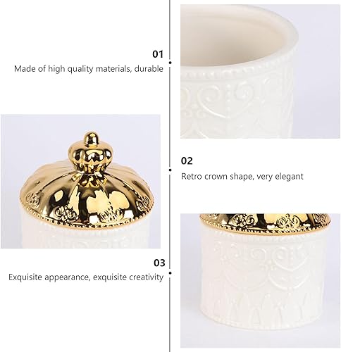 Miniatura 9 de Luxshiny Joyero de cerámica con tapa, organizador de exhibición de joyas, contenedor de almacenamiento de baratijas, recipiente para aretes, cuenco