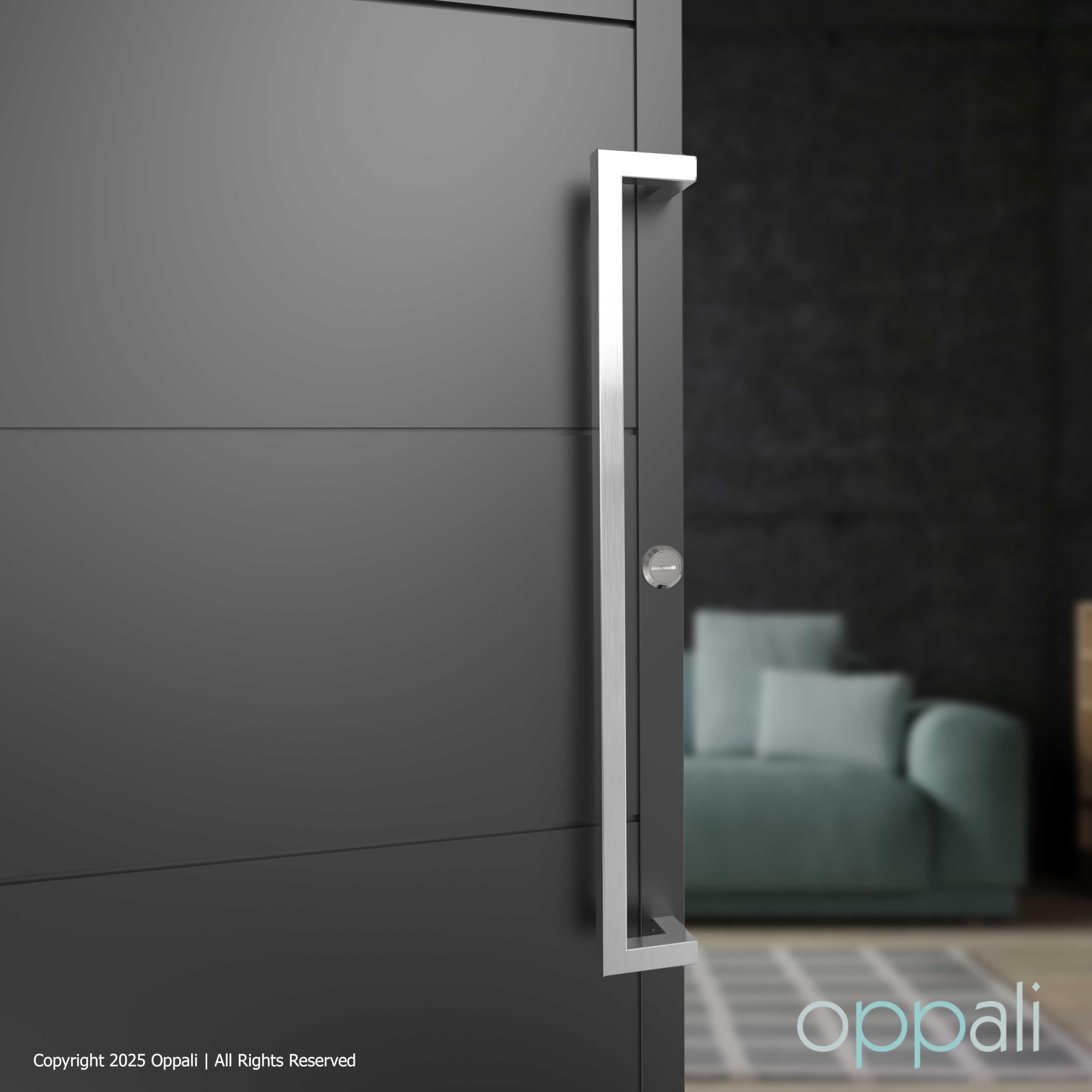 Maniglione per porta d’ingresso in acciaio inox 304 spazzolato Art.526 | Offset Pull Handle | T-Bar quadrato | 100cm Lunghezza totale