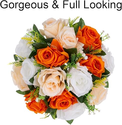 Miniatura 6 de Centros de mesa de flores para mesas de boda decoraciones de mesa de boda, bolas de flores naranjas, centros de mesa para compromiso, cerebración,