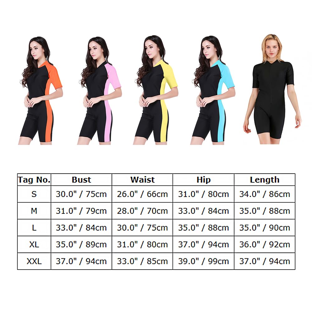 Costume da bagno intero da donna, a maniche lunghe/corte, con cerniera, costume da bagno Rash Guard Surf Bathing modesto Swimwear