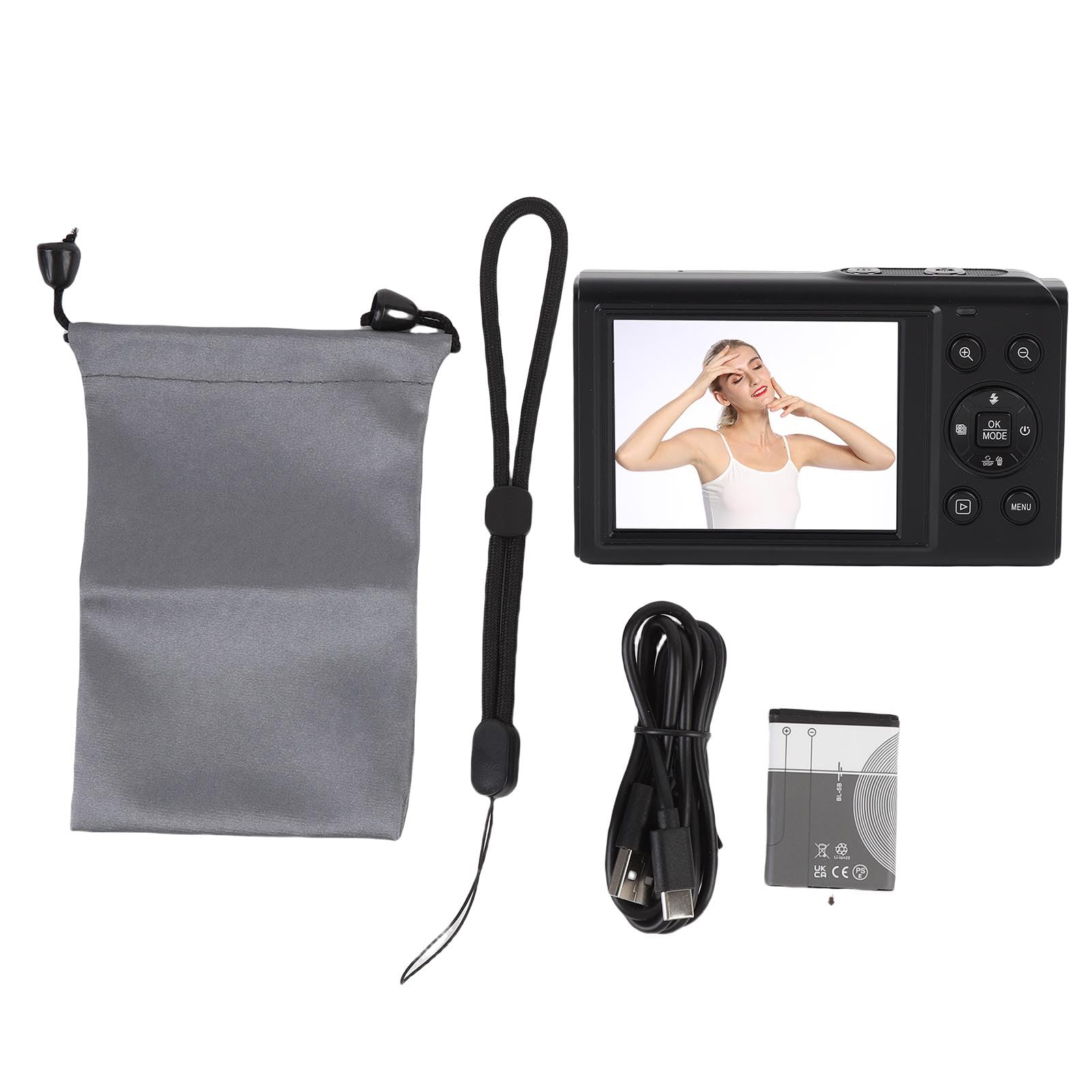 Fockety Fotocamera digitale 5K per la fotografia, fotocamere Vlogging WiFi 80MP con doppio schermo zoom 18X, AF Auto Focus Compact Point & Shoot Cameras per adolescenti principianti (BLACK)