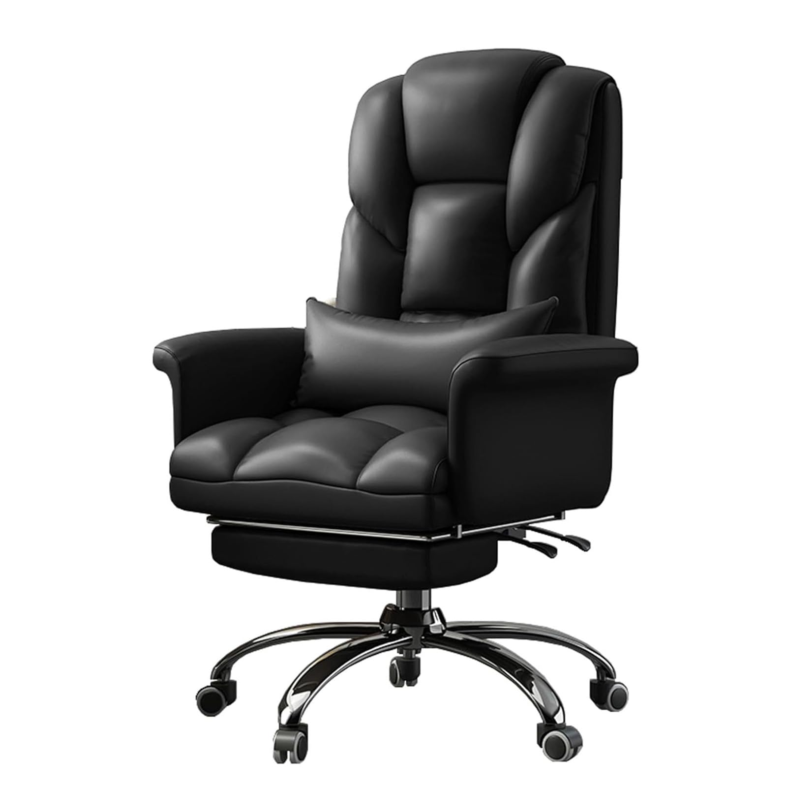 HTTGDGDH Ergonomic Executive Office Chair With Footrest Pu Leather Swivel Boss Chair 360° Rotation Casters Easy Assembly Brown,Black