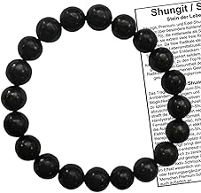 Shungite Bracelet (10 mm Balls) Shungite Jewellery (Karelia) for Energy + Protection + Anti-Stress. With Bag and Description. 20019, Stone, Shungite