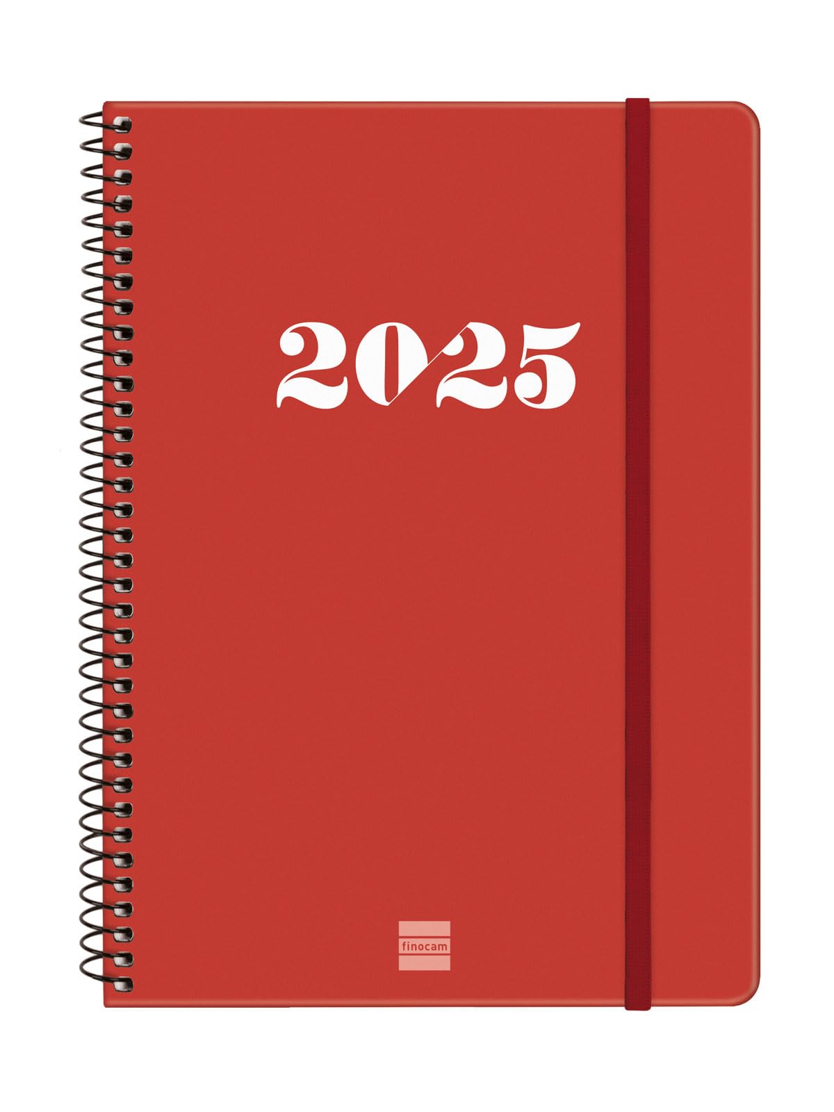 Finocam - Agenda Espiral My 2025 Semana Vista Horizontal Enero 2025 - Diciembre 2025 (12 meses) Rojo Español