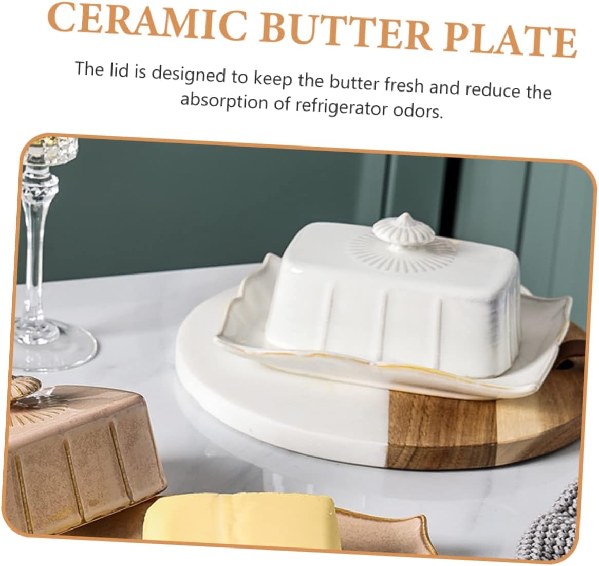 VICASKY Ceramic Butter Tray Serving Plate with Stable Heat Resistance for Butter Cheese Cakes and Fruits Microwave Safe Elegant Food Grade Holder for Home and Party Use