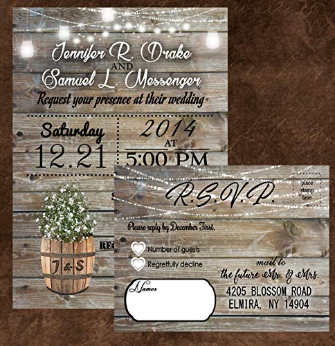 Generic Rustic Wedding Invitations Personalized With Envelopes Invites Qty Of 50 And Rsvp Cards thumb #1