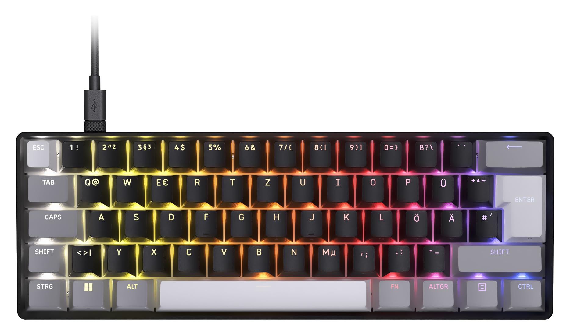 Corsair Clipper PRO MINI 60 SOCD Gaming-Tastatur mit Hall-Effekt – Schwarz | Rapid-Trigger, 8000Hz, Einstellbare Betätigung, IP57 Wasser/Staub, Kabelgebunden, RGB, DE QWERTZ, für Windows-PC und Mac