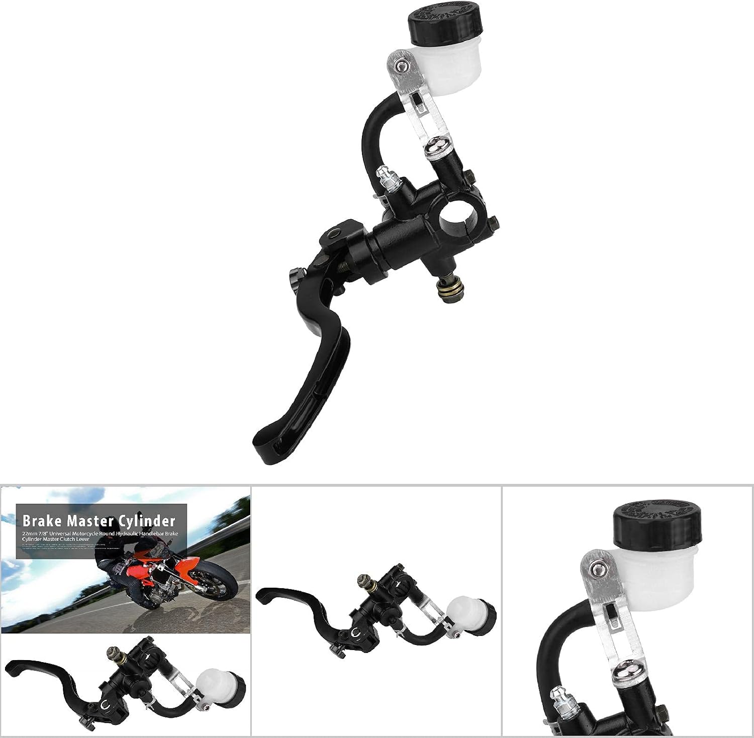 KIMISS Brake Master Cylinder Lever, 22mm 7/8" Universal Motorcycle Hydraulic Handlebar Brake Pump Cylinder Master Clutch Lever Left