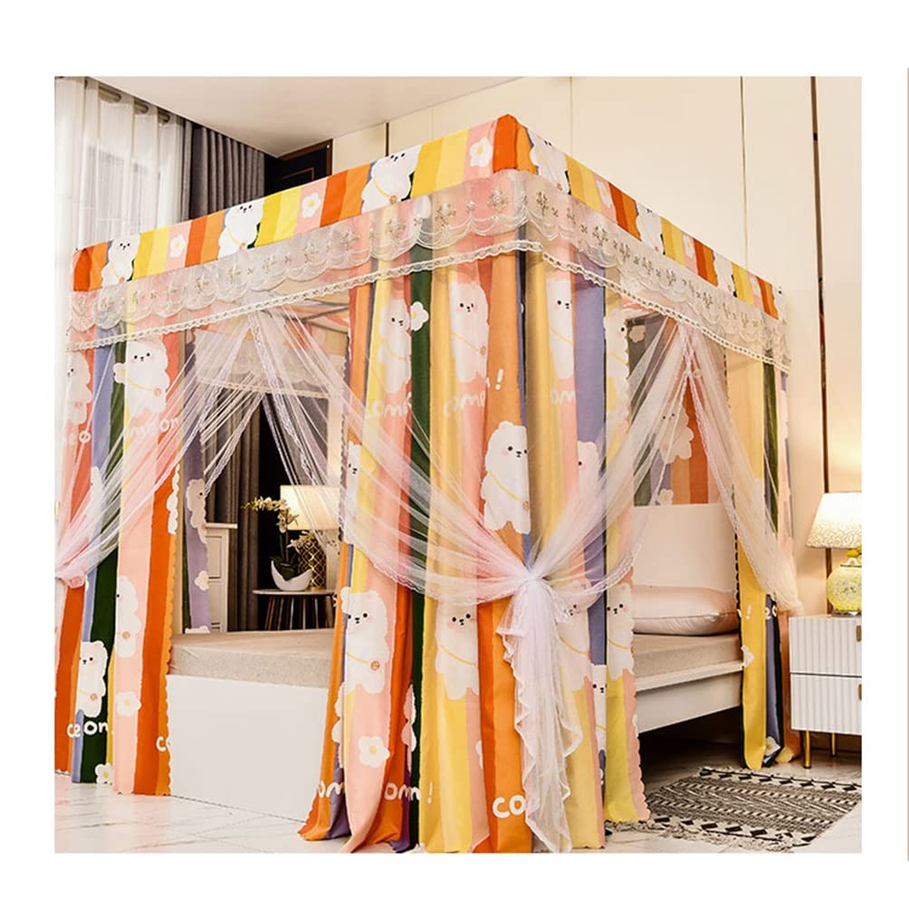 GJMSSMY bed tent，4 Corner Post Double Bed Canopy Mosquito Net, Dustproof Blackout Bed Curtains with Metal Brackets, Easy to Install