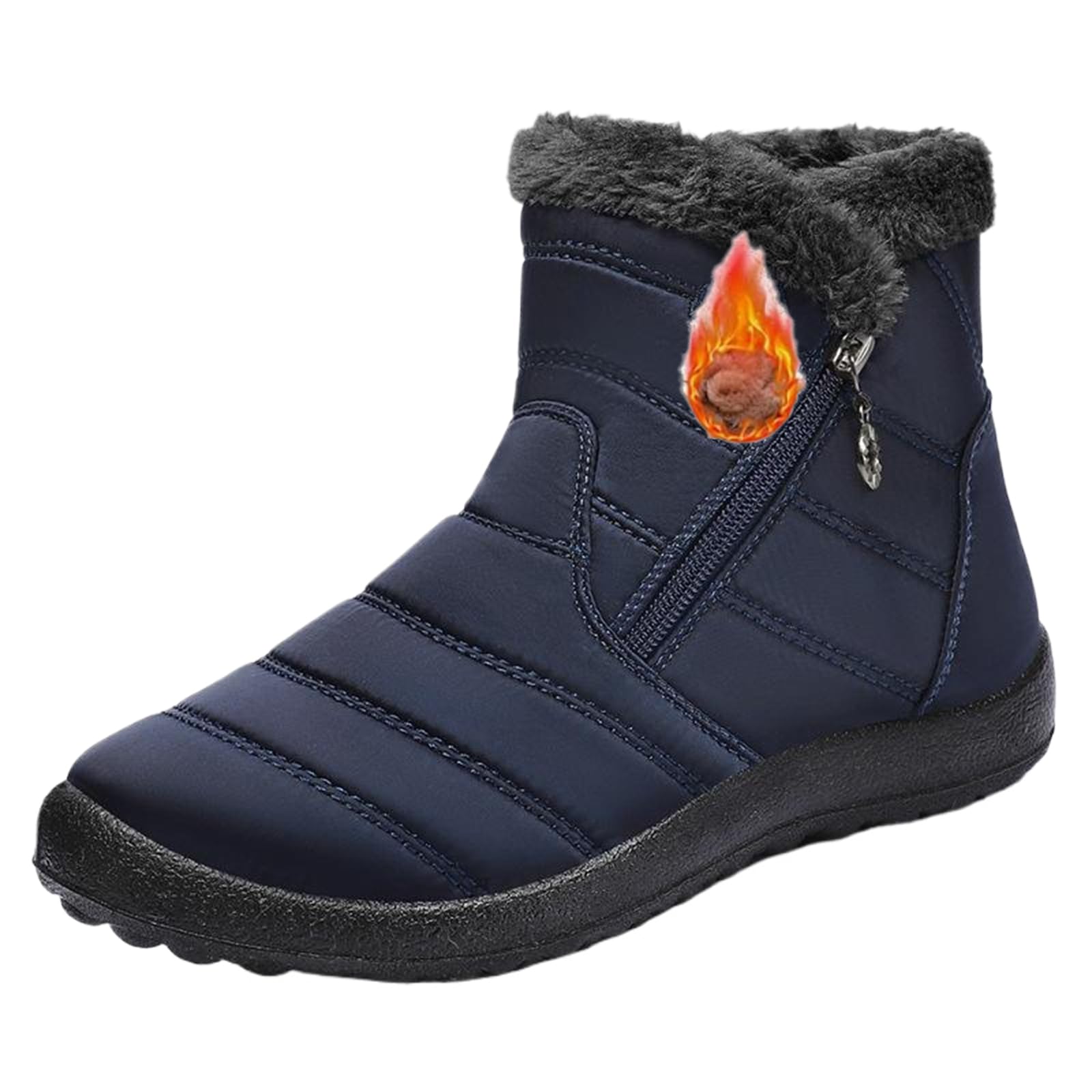 Womens Cozy Winter Waterproof Anti-Slip Orthopedic Boots Outdoor Lightweight Non-Slip Side Zipper Ankle Booties Fur Lined Ankle Snow