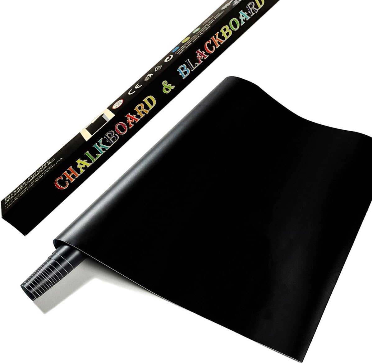MRNKI Chalk Board Paper, 17.7" X 78.7" Adhesive Blackboard Wall Sticker Roll (Black)