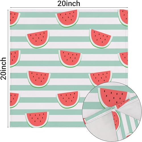 Miniatura 3 de Cloth Napkins Set of 6 Summer Watermelon 20x20 Inch Cloth Napkins Watermelon Stripes Washable Reusable Kitchen Dinner Napkins Table Decor for