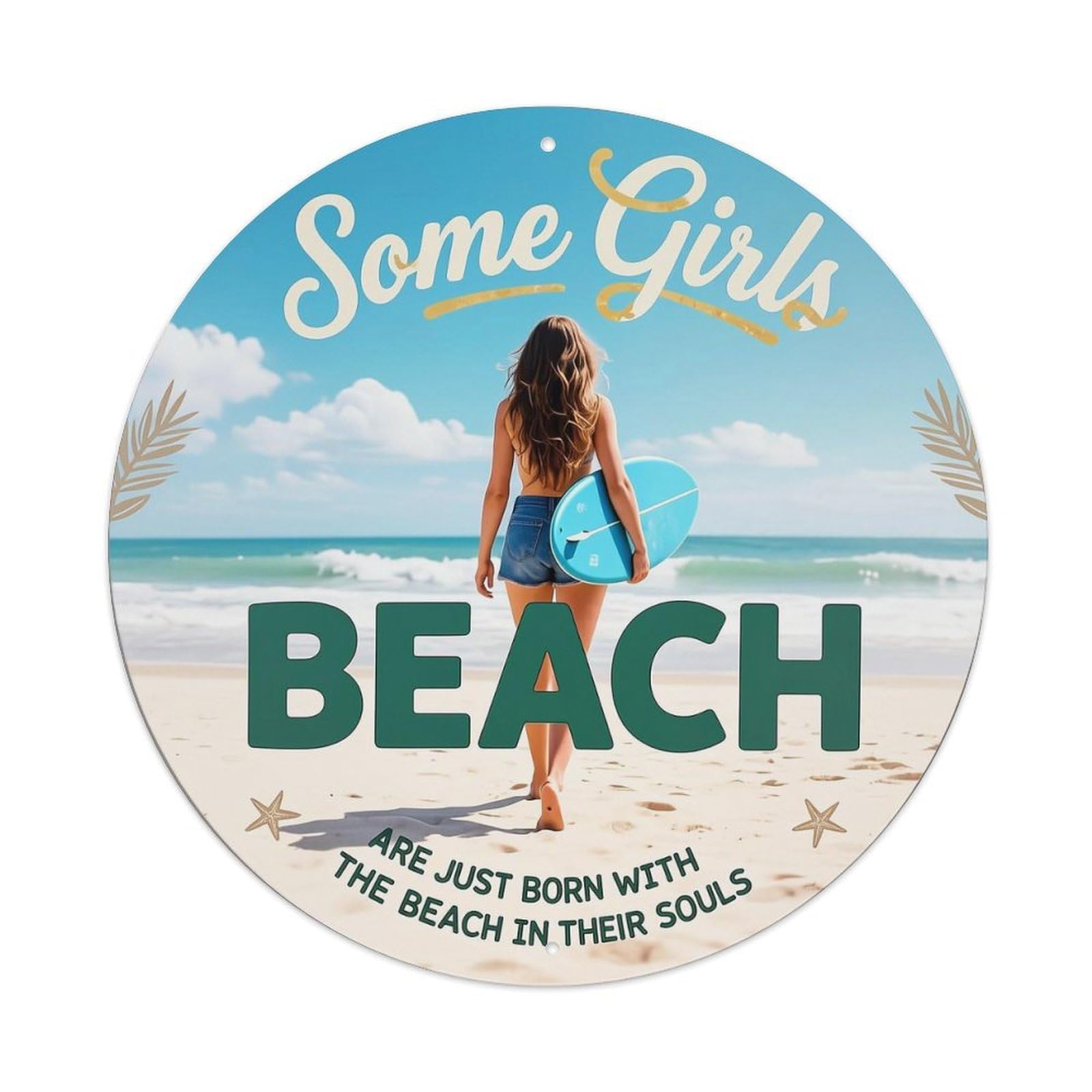 Jdyansheng Girls Vintage Some Beach Soul Print Tin Sign Metal Poster Metal Signs For Home Man Cave Bar Cafe Kitchen Laundry Room Wall Decorations 8X8 Inches