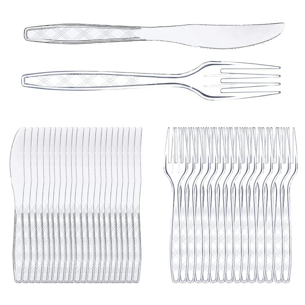 Wiederverwendbar Gabel und Messer Set, Mehrwegmesser,Wiederverwendbar Besteck,Partygeschirr Mehrweg,Nachhaltig(200)