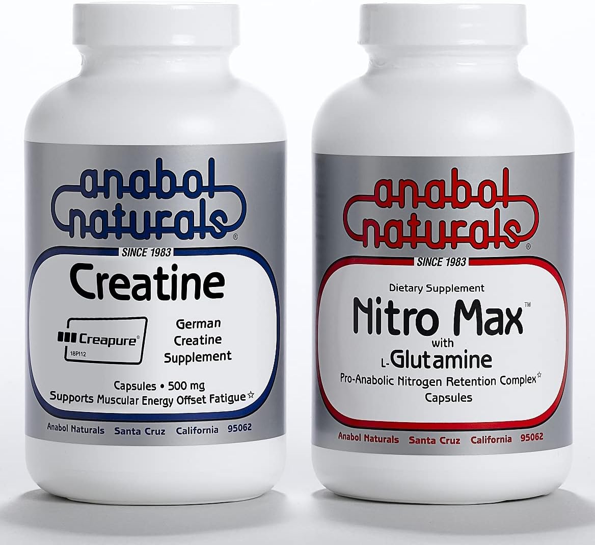 Anabol NaturalsMuscle Stack: Nitro Max-BCAA’s 120 caps, 500 mg and Creapure Creatine 120 caps, 500 mg