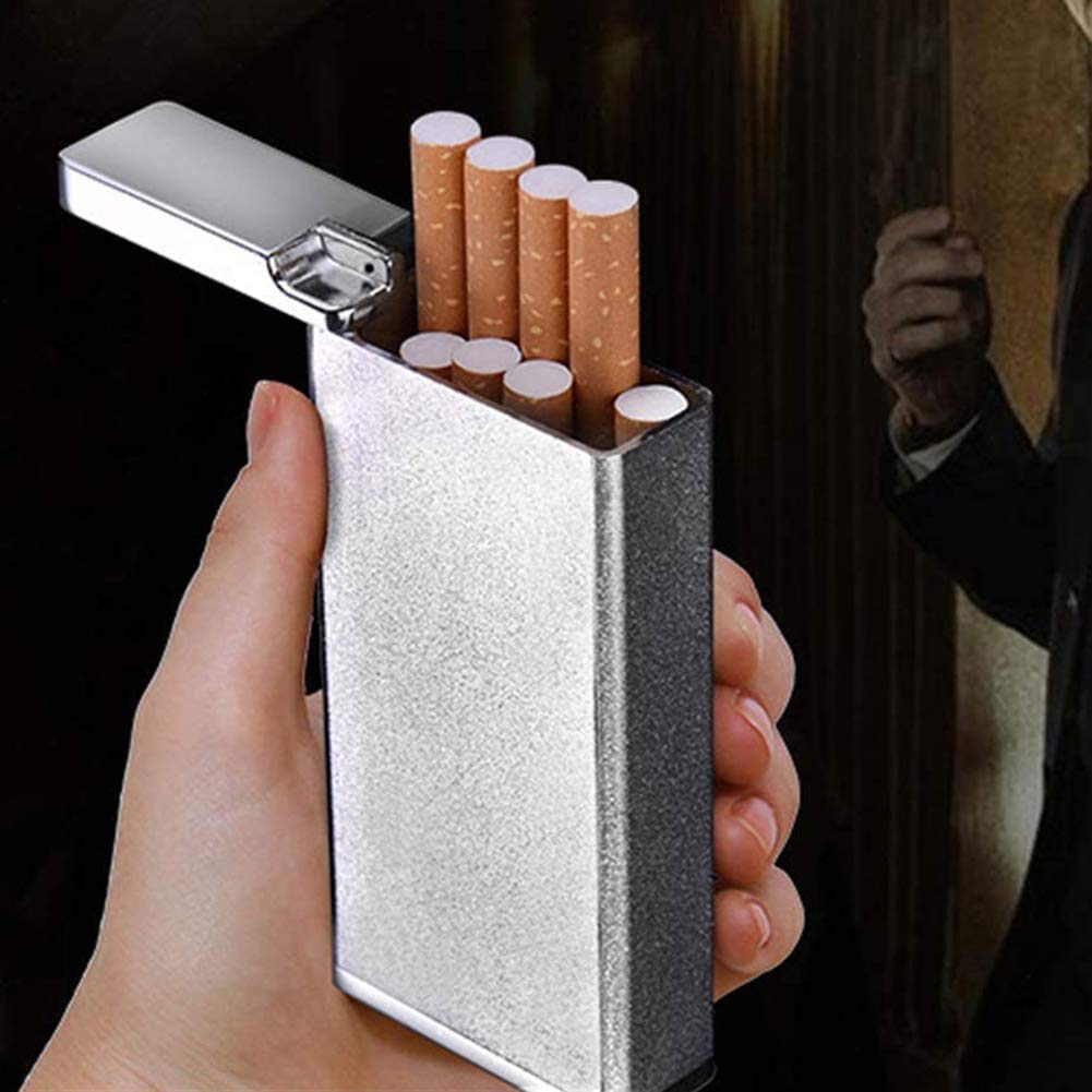 Metalowe etui na papierosy - Zewnętrzne， odporne na wilgoć i ciśnienie， przenośne męskie pudełko do przechowywania papierosów，Black