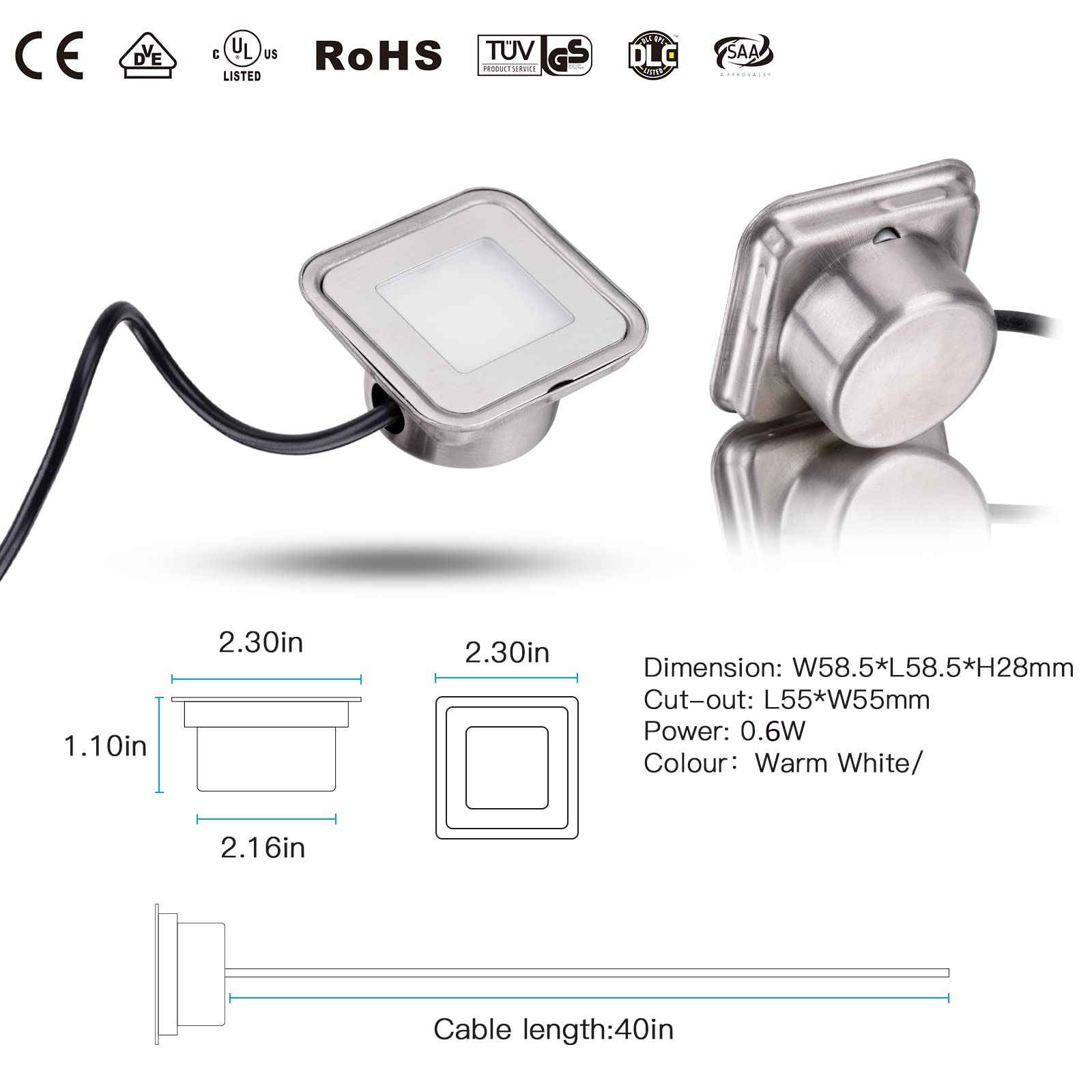 LEDMO RGB led-vloerinbouwverlichting, 10 stuks, voor buiten, terrassen