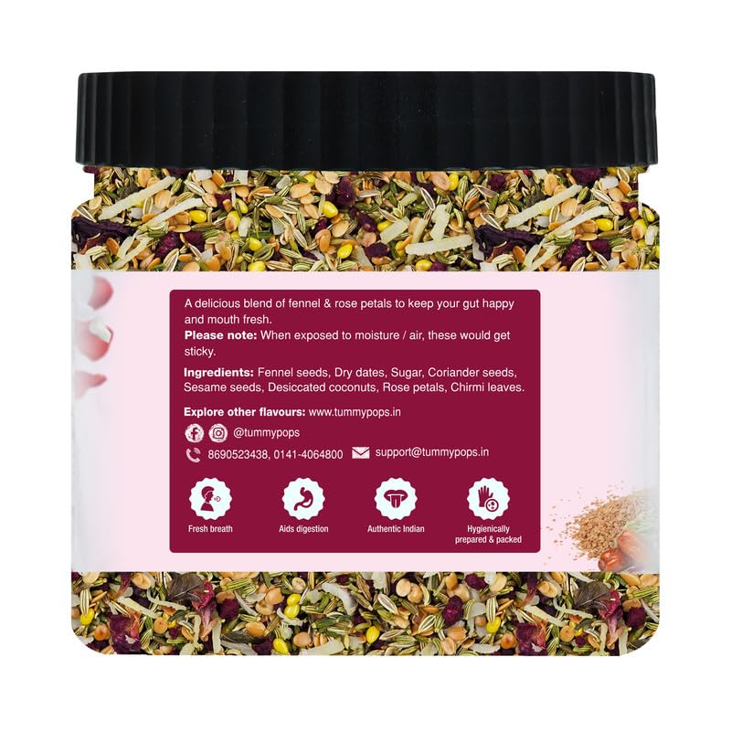 Image of Tummy Pops - Rose Fennel Mix | Refreshing & Flavorful Mouth Freshener | Sweet & Crunchy | 350gm Pack