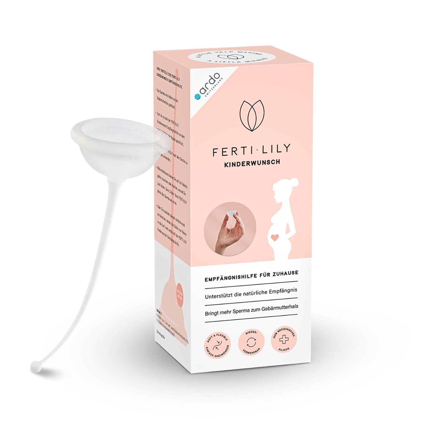 Ardo FERTI-LILY Kinderwunsch Empfängnishilfe, Schwangerschafts Hilfsmittel - natürlich sanft hormonfrei - Anwendung für zuhause, 100% medizinisches Silikon, Babyplanung & Schwanger werden