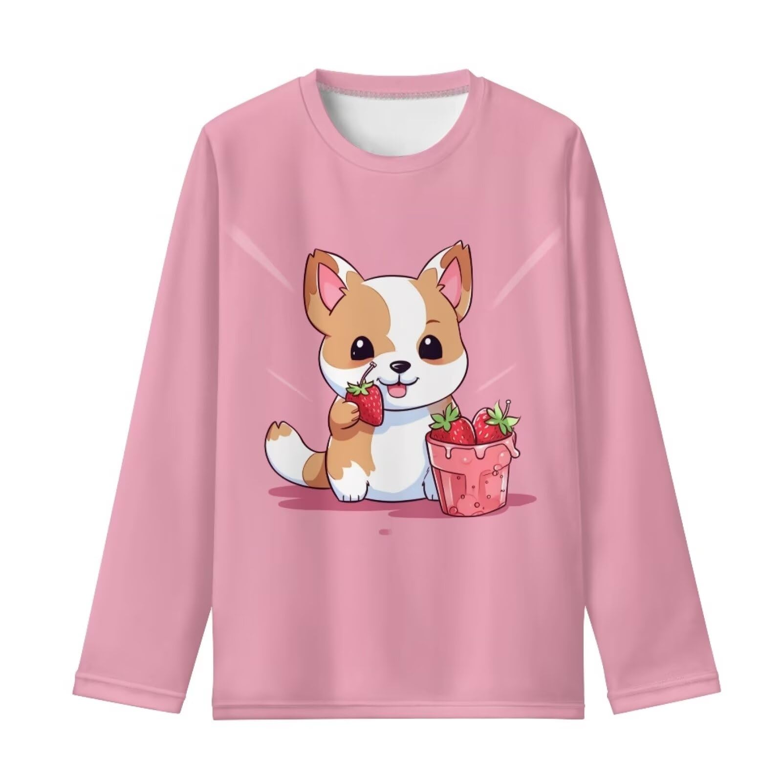 Girls Long Sleeve Shirt with Cute Graphic Casual Pullover Tops 3-16Y