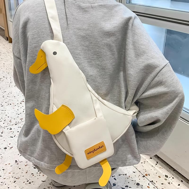 1Pcs Duck Shaped Sling Bag Funny Cartoon Crossbody Bag Cute Nylon Chest Purse4