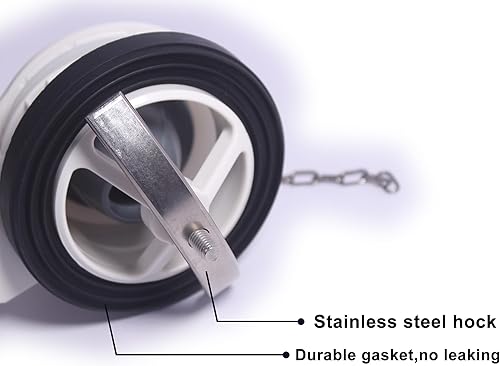 Miniatura 6 de Válvula universal de descarga de inodoro, kit de reparación de inodoro de una pieza de 2 pulgadas con aleta y cadena, fácil de instalar, color blanco