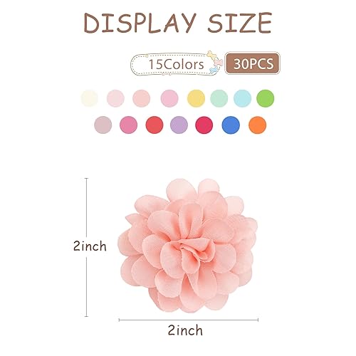 Miniatura 2 de 30 pinzas para el cabello de gasa con perlas de 2 pulgadas para niñas, medio forrado, antideslizantes, pequeños clips para bebés, accesorios para el