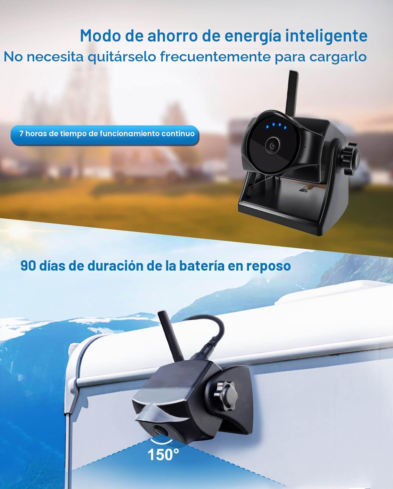 Cámara de visión trasera inalámbrica magnética 1080P, cámara de visión trasera WiFi con batería duradera, 90 días en espera, visión nocturna, IP69K, fácil instalación para camiones, remolques