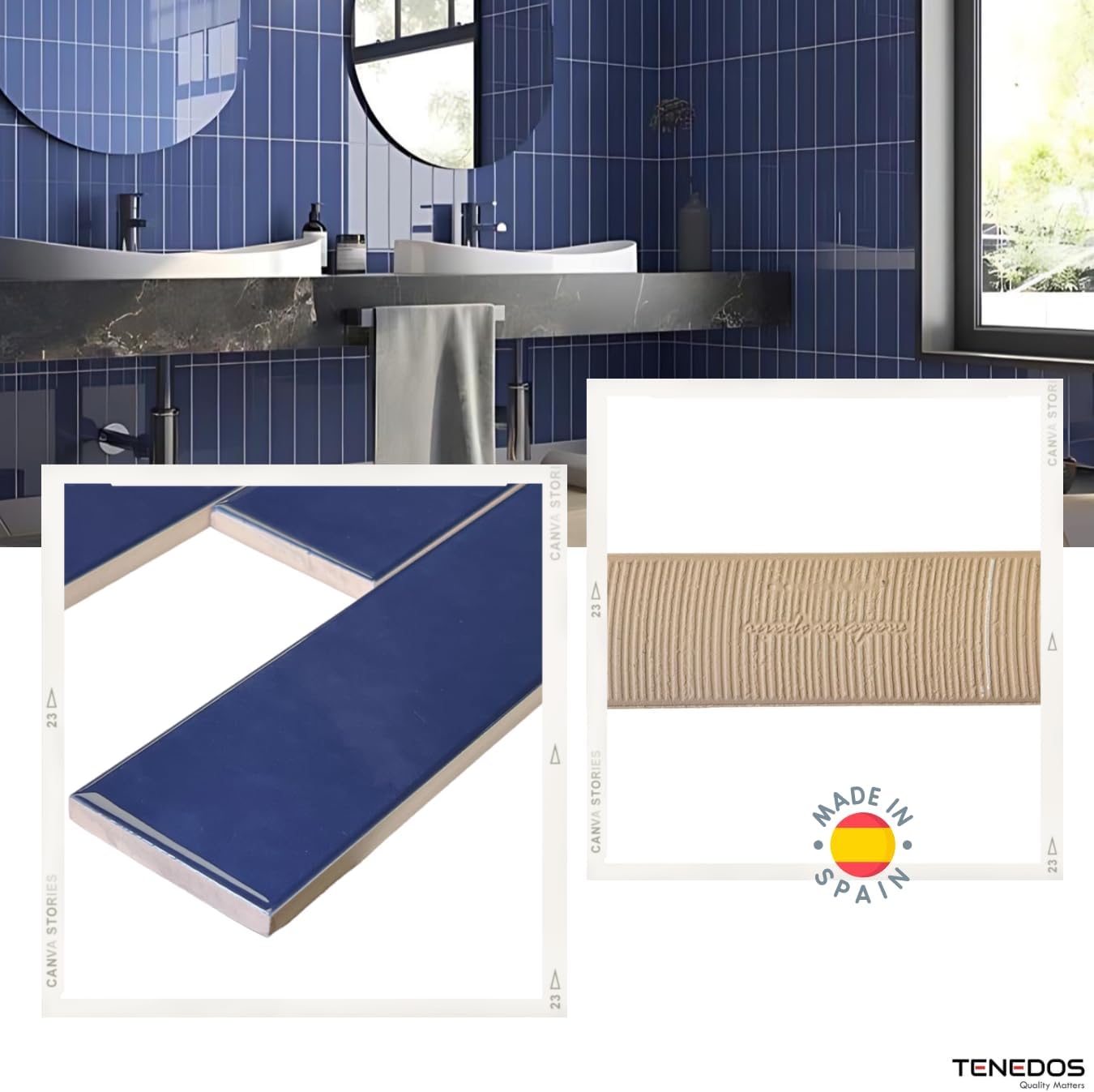 Tenedos Pacific Ocean Blue Dark 2x10 Bright Subway Ceramic Wall Tile Backsplash (Box of 5.42 Sq.ft - 30 Pieces) for Kitchen, Bathroom Shower, Accent Decor, Fireplace (Bright)