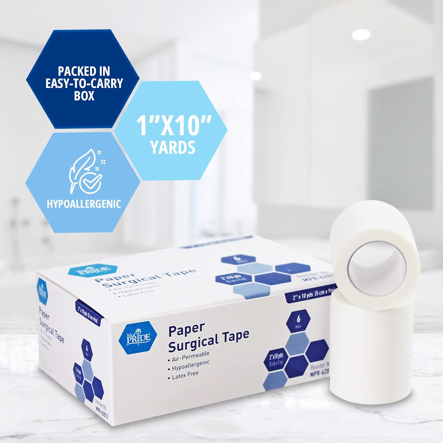 Medpride Paper Surgical Tape, Pack of 6, Size - 2" x 10 Yards : Health & Household