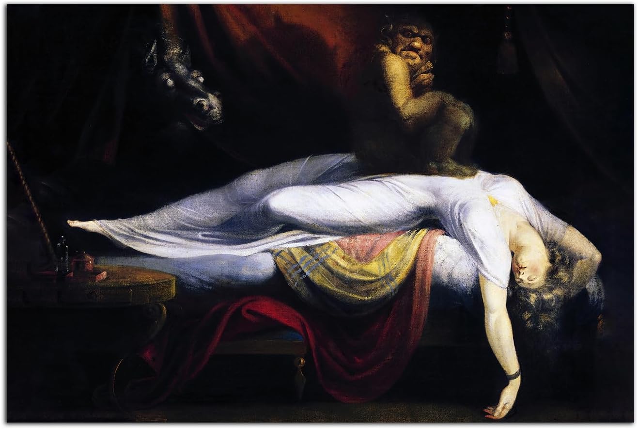 Deep Sleeping Woman Horror Art Painting Henry Fuseli Nightmare Oil Painting Poster Wall Art Picture Print Canvas Painting Decorative Poster (16x24inch(40x60cm),No Framed)