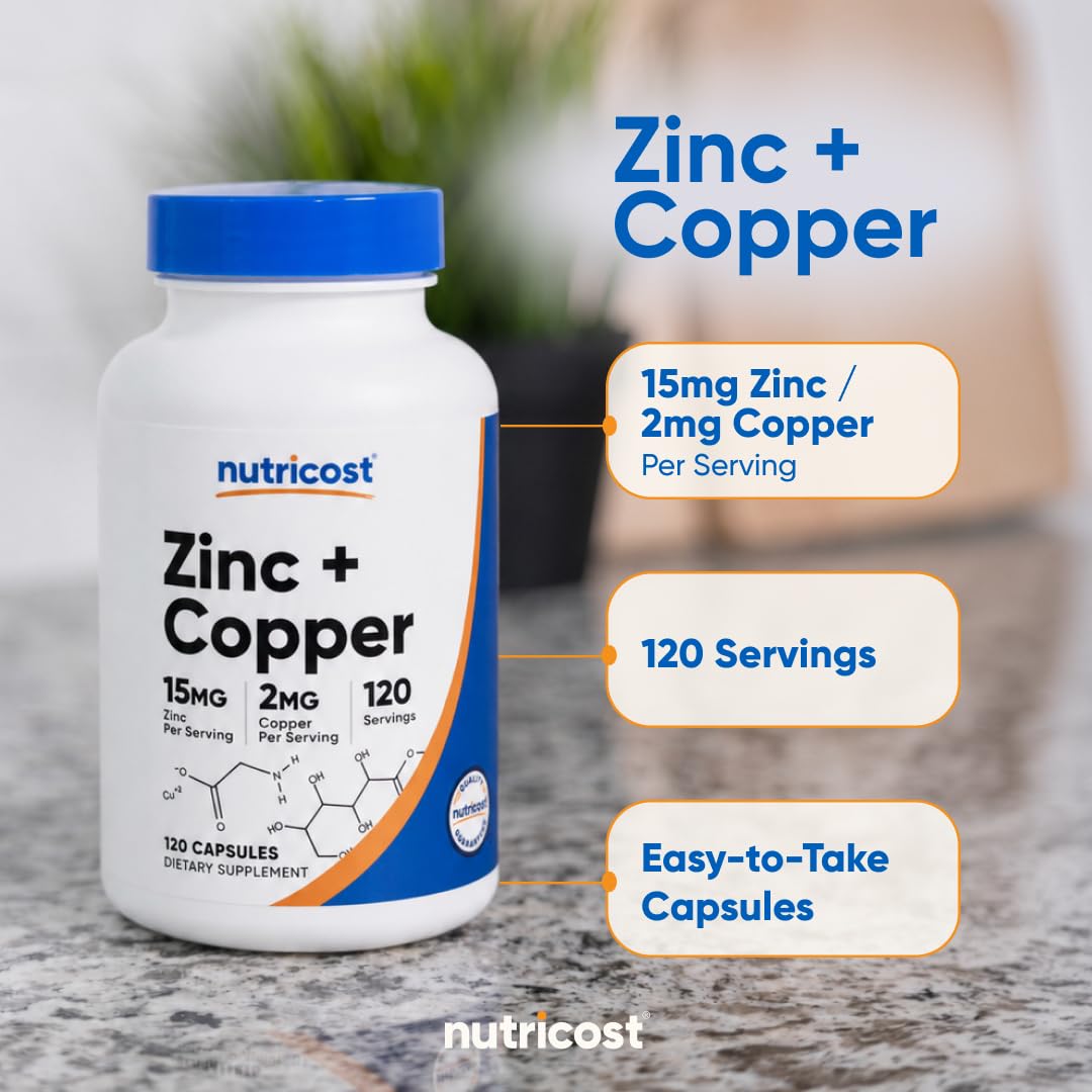 Nutricost Zinc + Copper Capsules, 120 Servings, GMO-Free, Vegetarian — Amazon image 6