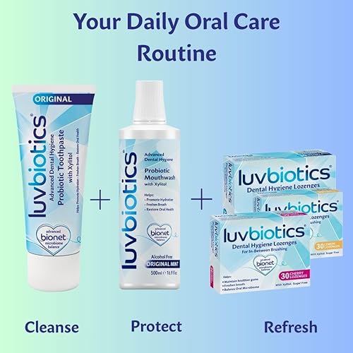 Miniatura 10 de Luvbiotics  Higiene dental avanzada 30 pastillas de sabor original  Refresca el aliento y promueve buenas bacterias  Tratamiento probiótico para