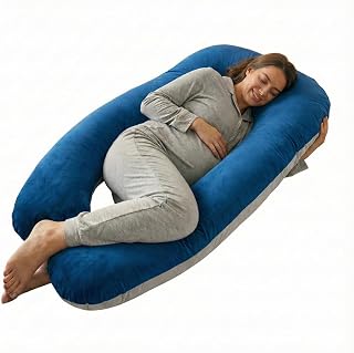 Amazon Basics Velvet Full Body Pregnancy Pillow for Maternity, Baby Nursing, Full Body Support|U-Shaped-Washable Cover wit... Price In India