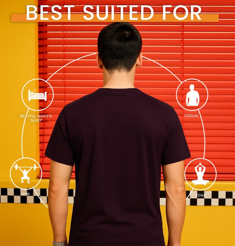 Image of Sleepynuts Men's Regular Fit Round Neck Half Sleeves Solid Casual Wear T-Shirt