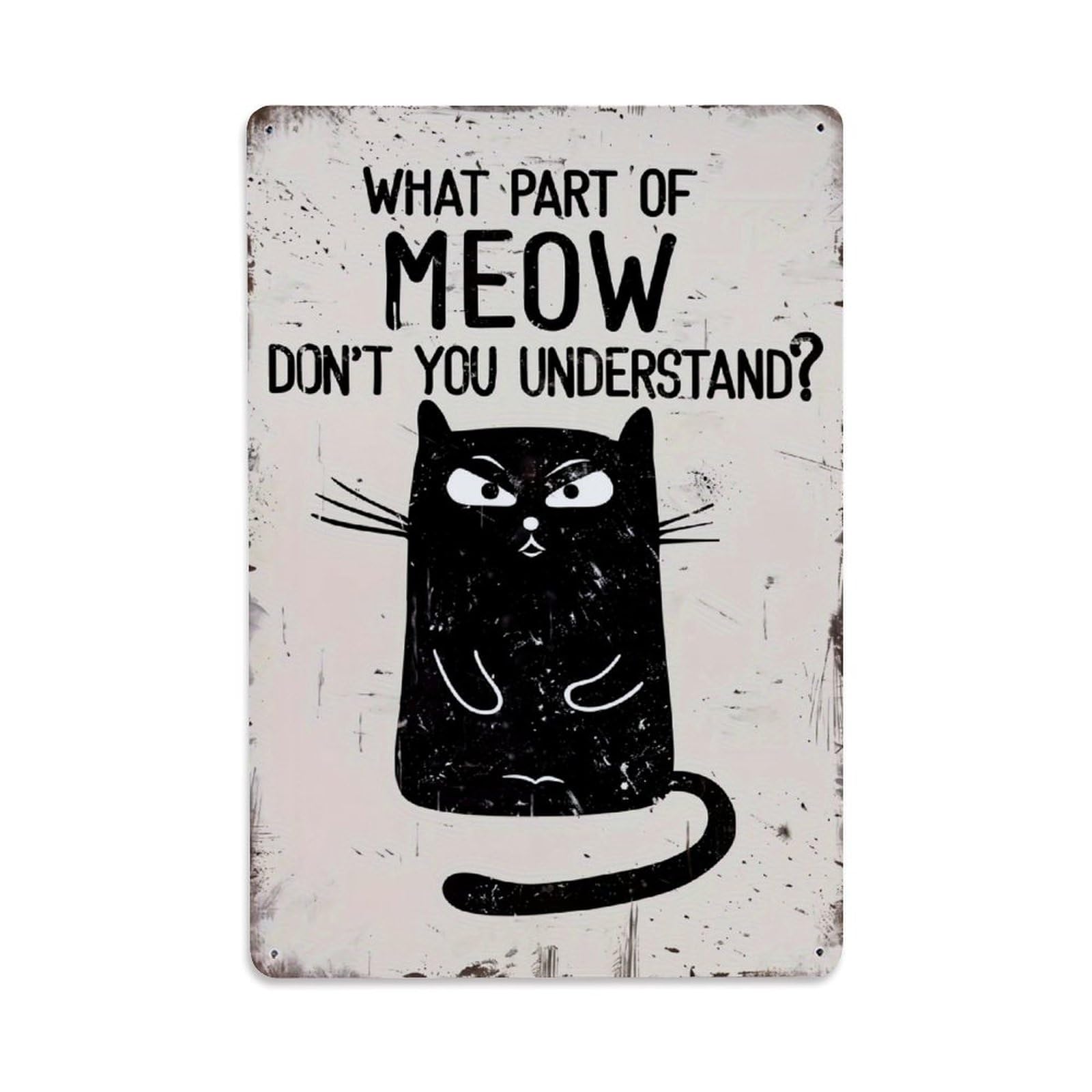 Nestemfo Vintage Angry Black Cat Meow Quote Tin Sign Metal Sign, Living Room,Bar, Home, Bedroom Wall Decor,Retro Metal Poster 8X12 Inches