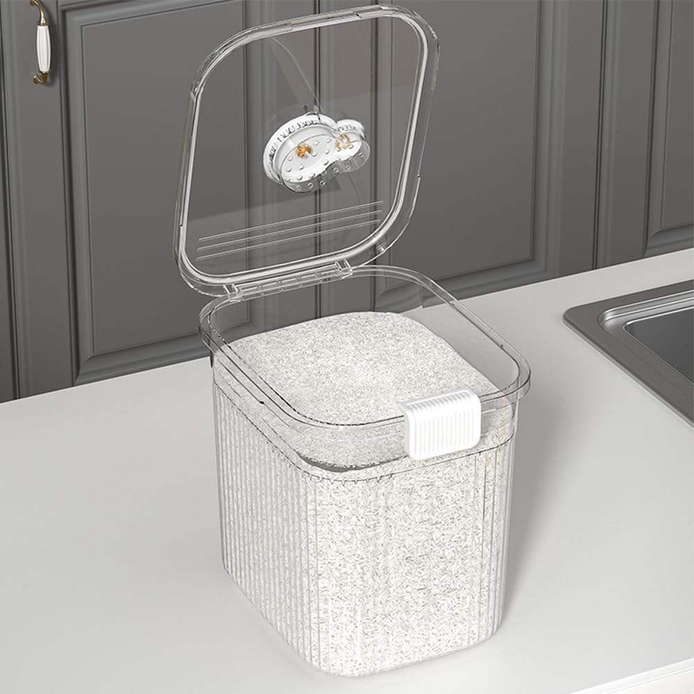 5/10 kg Reis-Aufbewahrungsbox, versiegelte Müslibehälter, insektenfest, Getreidebehälter, feuchtigkeitsbeständig, großes Fassungsvermögen, Heimküchenbedarf (Weiß, 10 kg)